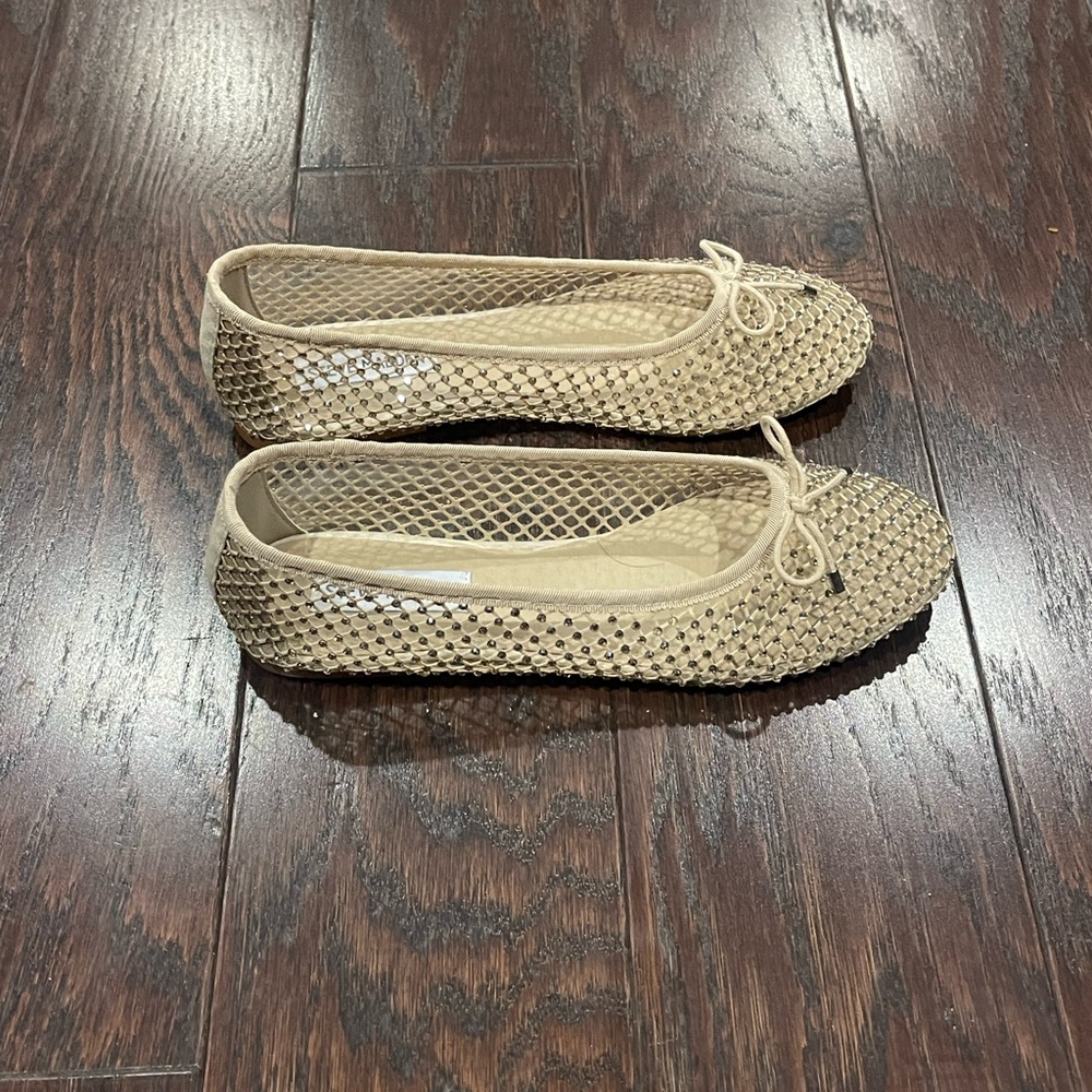 Steve Madden Blossom blush Rhinestone Mesh Bow Preppy Coquette Ballet Flat NEW - Picture 2 of 8